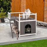 72x56x65cm 2-storey Cat House With Ladder